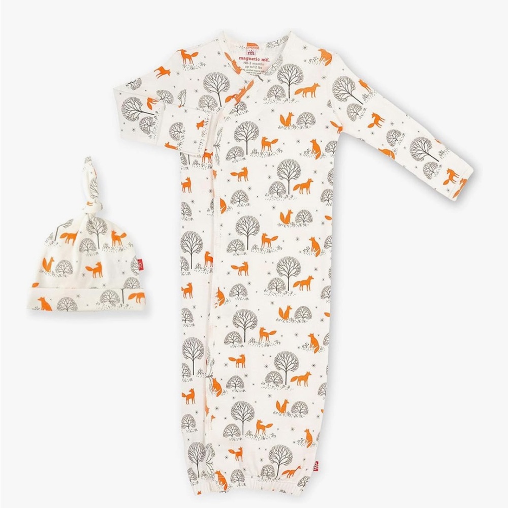 Magnetic Me Newborn 0-3 Month Sleep Gown - Friendly Fox Print
